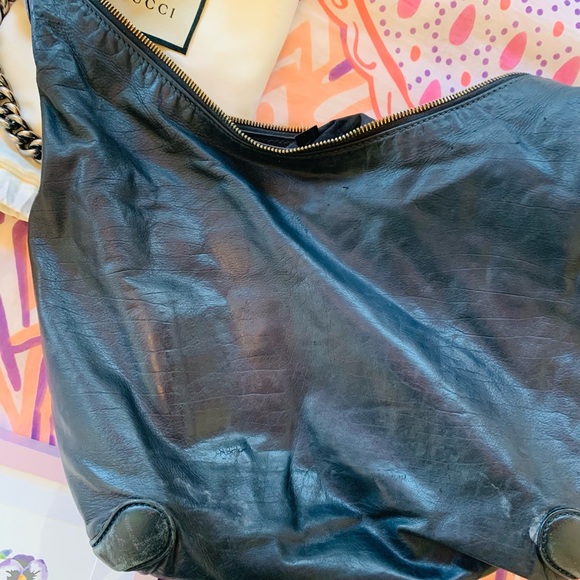 Gucci Black Leather Galaxy Chain Hobo Bag Authentic - Picture 8 of 13
